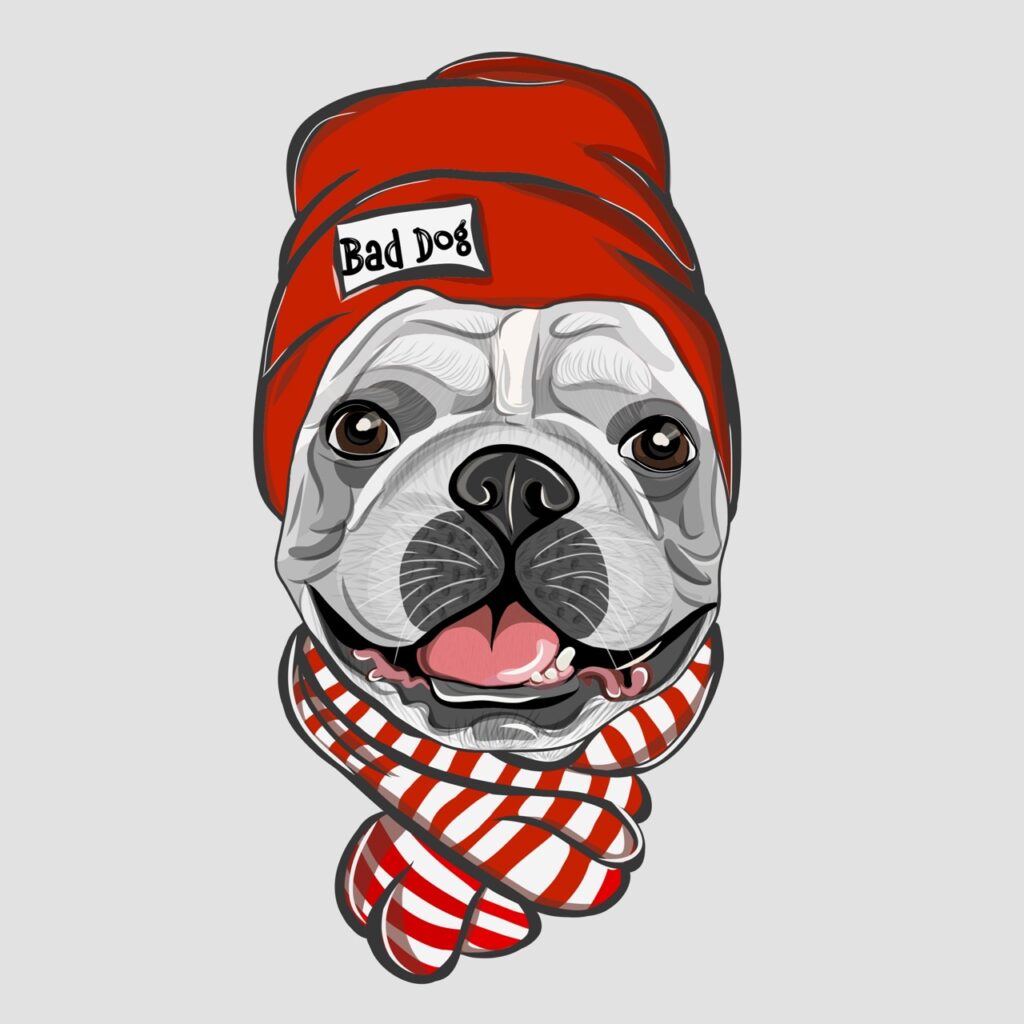 Charming Bulldog in Winter Wear